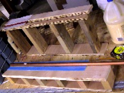 Wooden jig top and bottom, for making aerodynamic 1/2 stage ion accelerator.